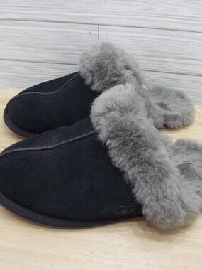 UGG Scuffette II 1106872 Black Gray Suede Slippers Women's 10